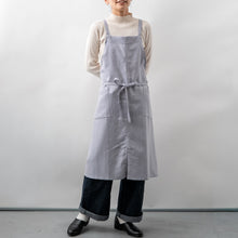 画像をギャラリービューアに読み込む, 綿麻ヘリンボーン エプロン ライトブルー