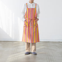 画像をギャラリービューアに読み込む, 綿麻マルチストライプエプロン レッド