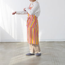 画像をギャラリービューアに読み込む, 綿麻マルチストライプエプロン レッド