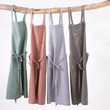 画像をギャラリービューアに読み込む, 綿麻ヘリンボーン エプロン ライトブルー