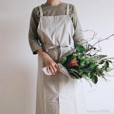 organic cottonエプロン グレージュ