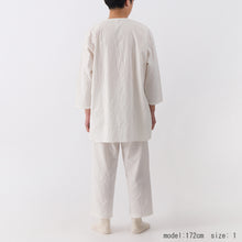 画像をギャラリービューアに読み込む, SHIWAコットン リラックスノーカラーシャツ(巾着付き)