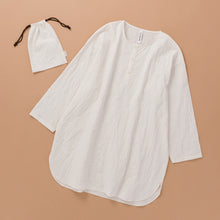 画像をギャラリービューアに読み込む, SHIWAコットン リラックスノーカラーシャツ(巾着付き)