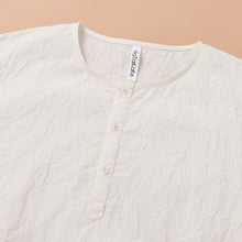 画像をギャラリービューアに読み込む, SHIWAコットン リラックスノーカラーシャツ(巾着付き)