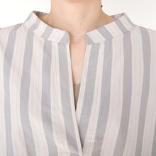 画像をギャラリービューアに読み込む, shuttle ストライプ オーバーワンピース(グレー)