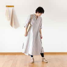 画像をギャラリービューアに読み込む, shuttle ストライプ オーバーワンピース(グレー)