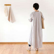 画像をギャラリービューアに読み込む, shuttle ストライプ オーバーワンピース(グレー)