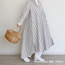 画像をギャラリービューアに読み込む, shuttle ストライプ オーバーワンピース(グレー)