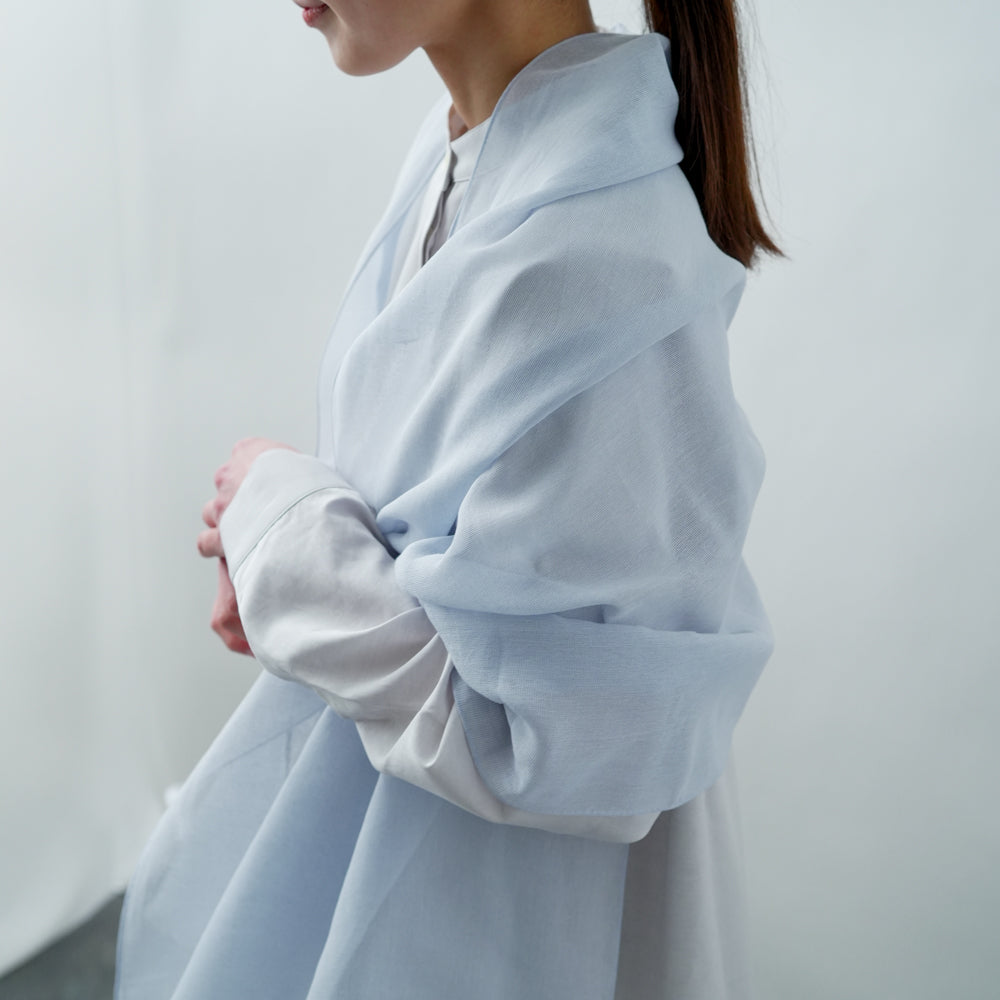 エルメス コットン　ストール　水色　白ストライプ冷房対策クリーニング済　箱付き craftcafe_k-st-yr02