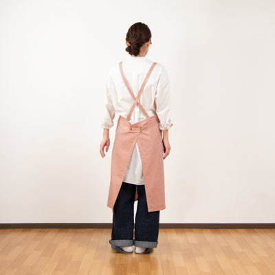 綿麻ヘリンボーン エプロン オレンジ