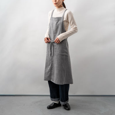 綿麻ヘリンボーン エプロン
