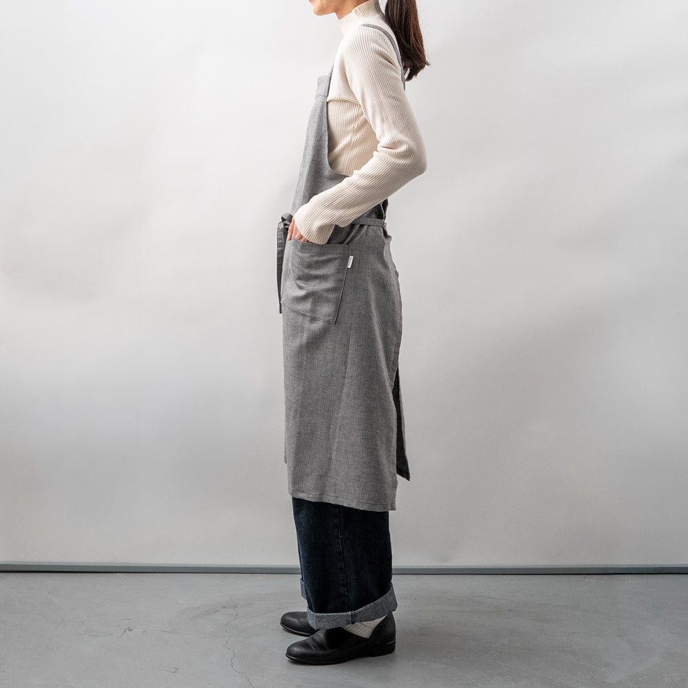 綿麻ヘリンボーン エプロン