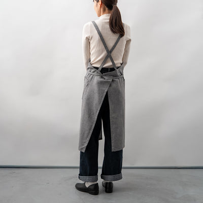 綿麻ヘリンボーン エプロン