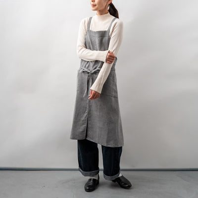 綿麻ヘリンボーン エプロン
