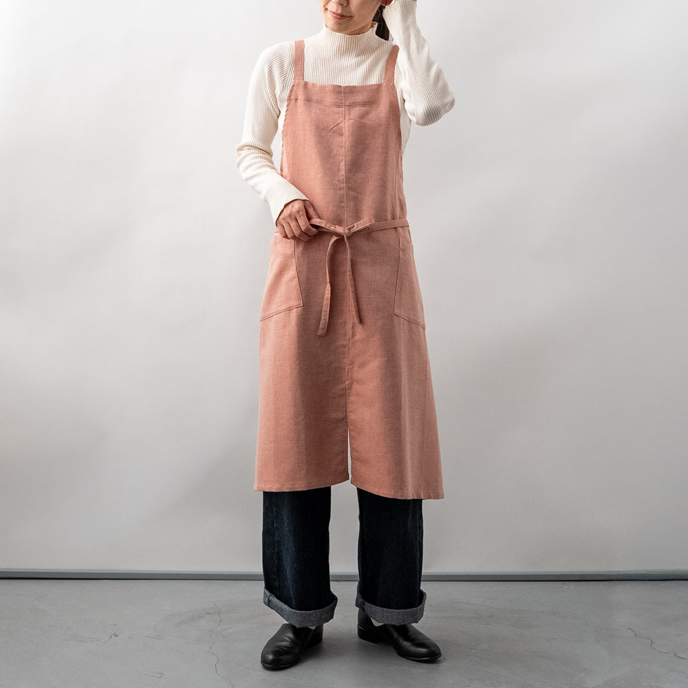 綿麻ヘリンボーン エプロン
