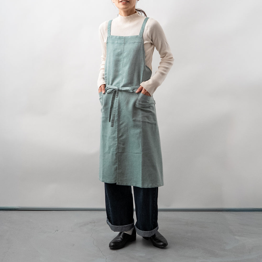 綿麻ヘリンボーン エプロン