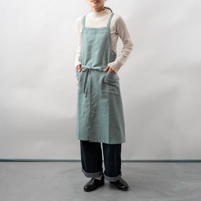 綿麻ヘリンボーン エプロン