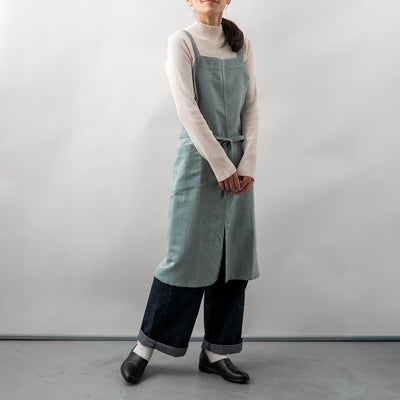 綿麻ヘリンボーン エプロン