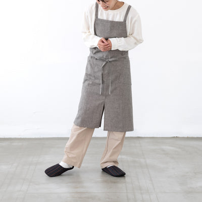 綿麻チドリエプロン　セピア