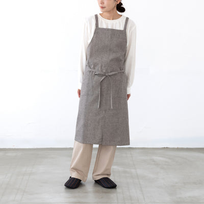 綿麻チドリエプロン　セピア