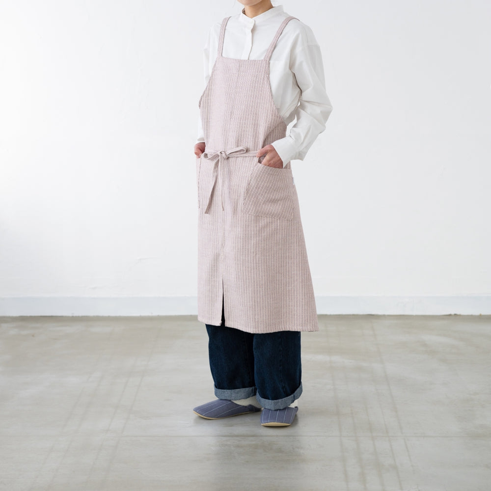 綿ザックリオックスエプロン　ブリック