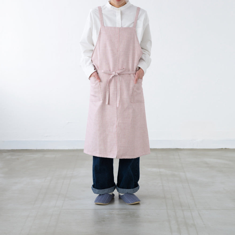 綿ザックリオックスエプロン　レッド