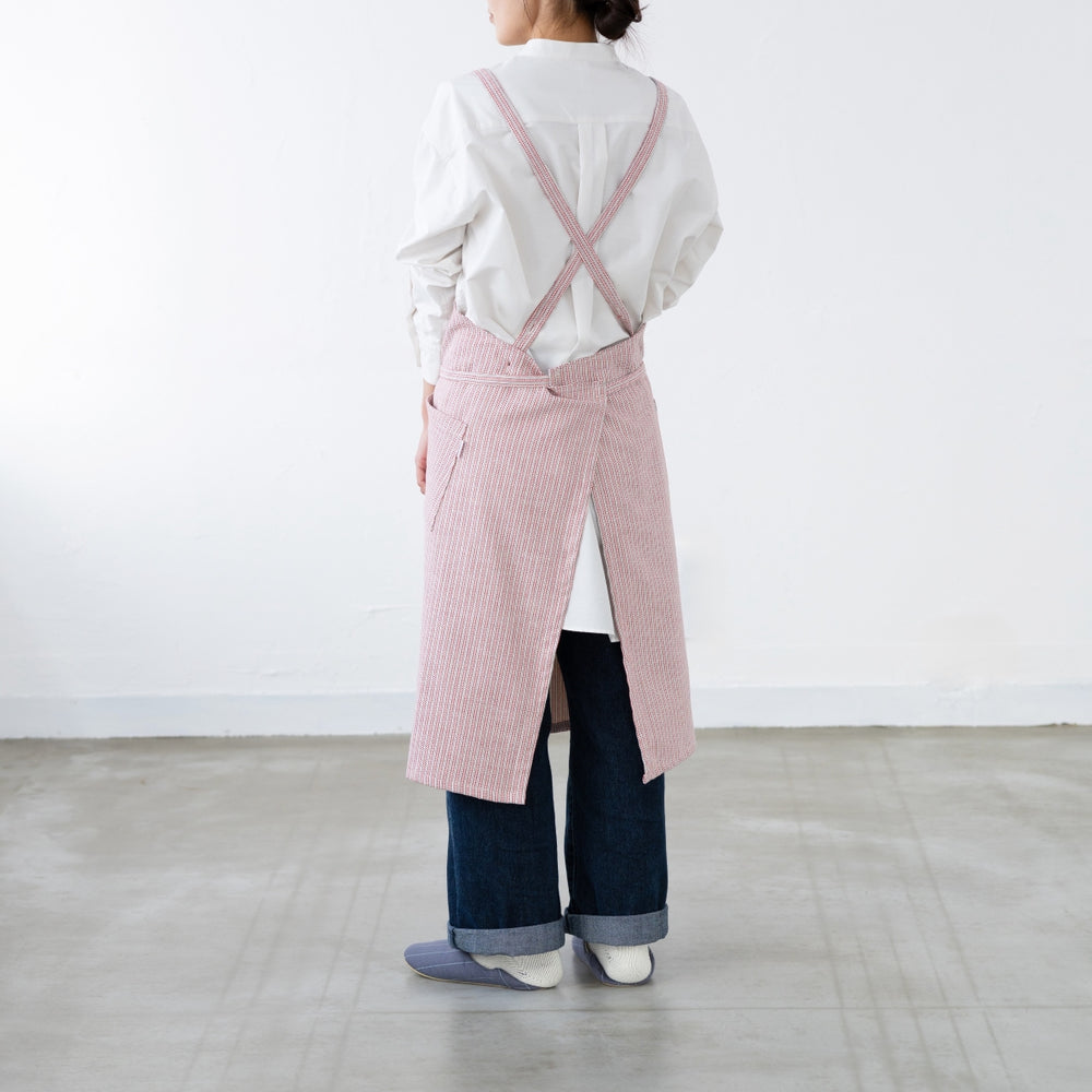 綿ザックリオックスエプロン　レッド