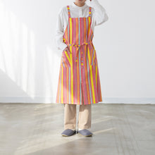 画像をギャラリービューアに読み込む, 綿麻マルチストライプエプロン レッド
