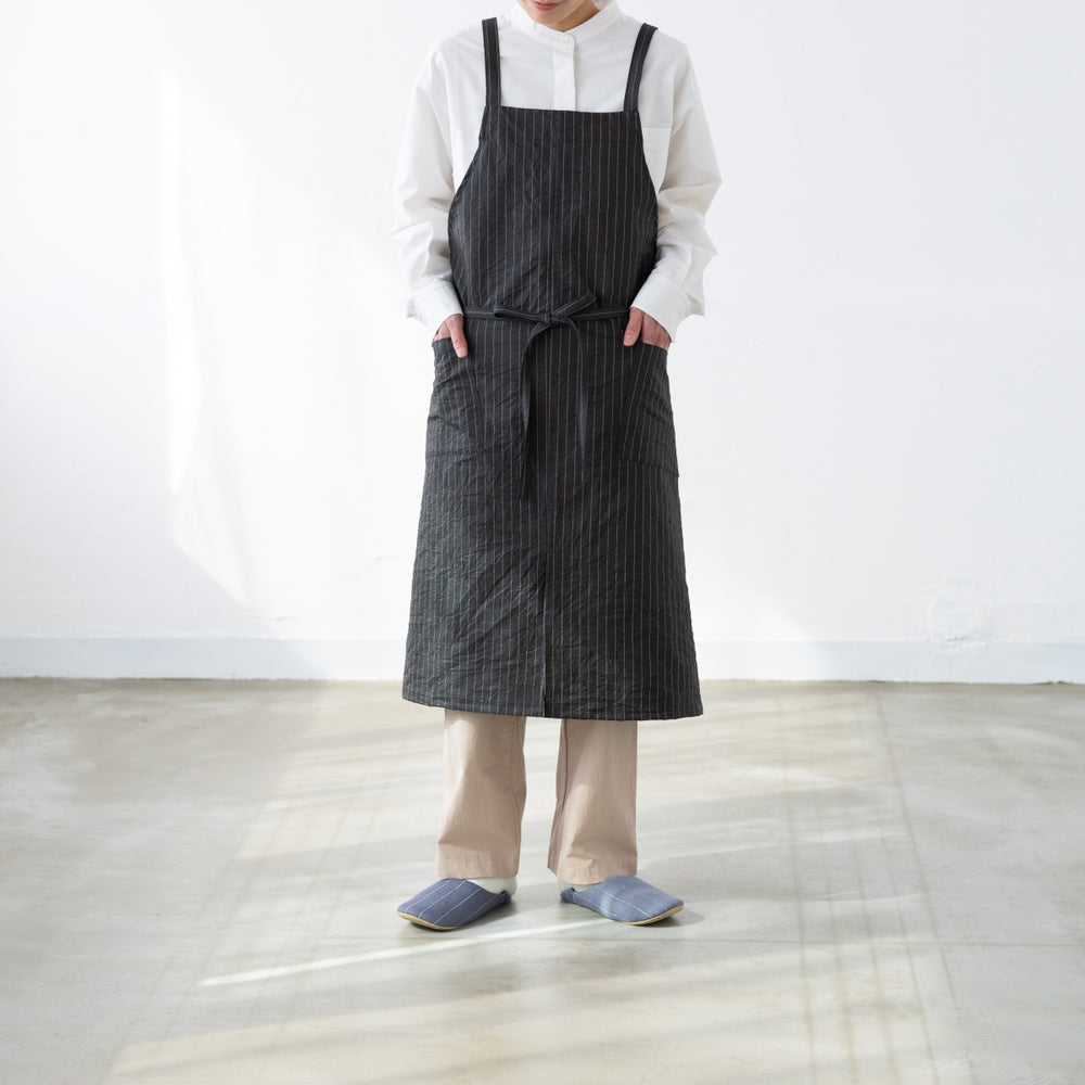 綿キャッチワッシャーエプロン　グリーン