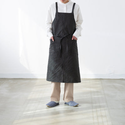 綿キャッチワッシャーエプロン　グリーン