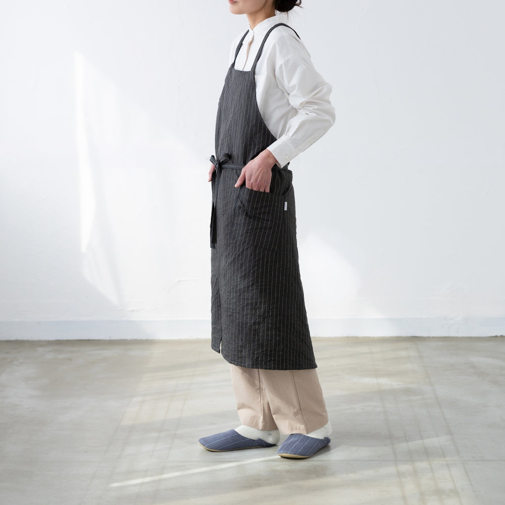 綿キャッチワッシャーエプロン　グリーン