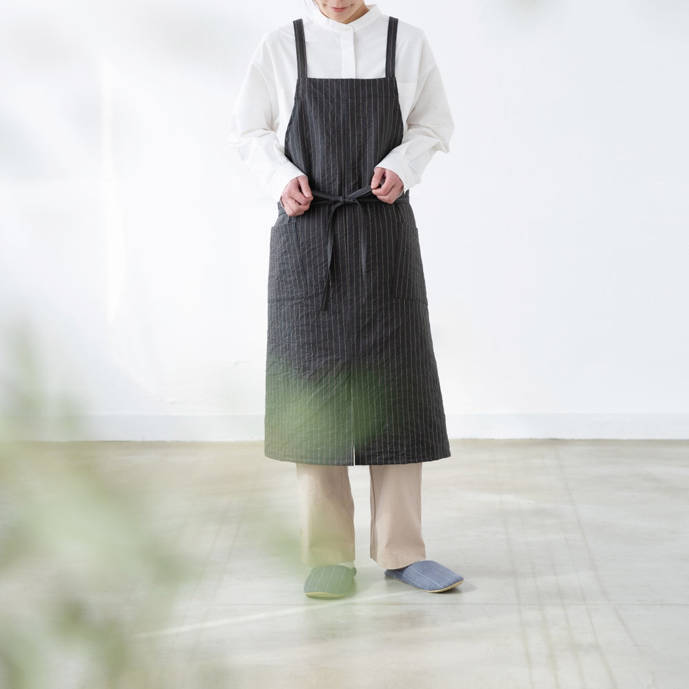 綿キャッチワッシャーエプロン　グリーン