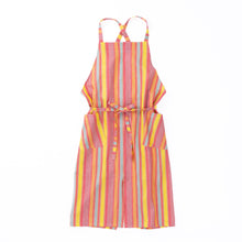 画像をギャラリービューアに読み込む, 綿麻マルチストライプエプロン レッド
