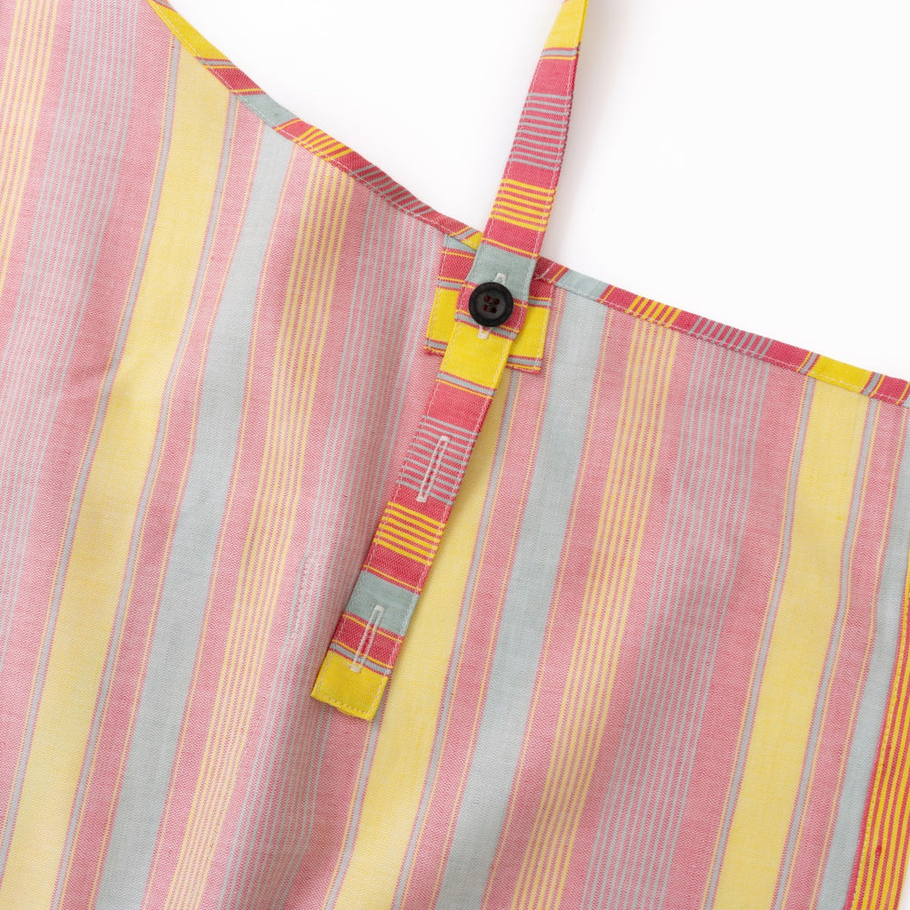 綿麻マルチストライプエプロン レッド