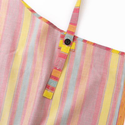 綿麻マルチストライプエプロン レッド