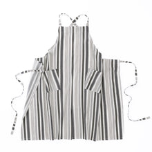 画像をギャラリービューアに読み込む, 綿麻マルチストライプエプロン ブラック
