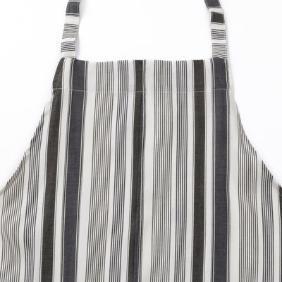 綿麻マルチストライプエプロン ブラック