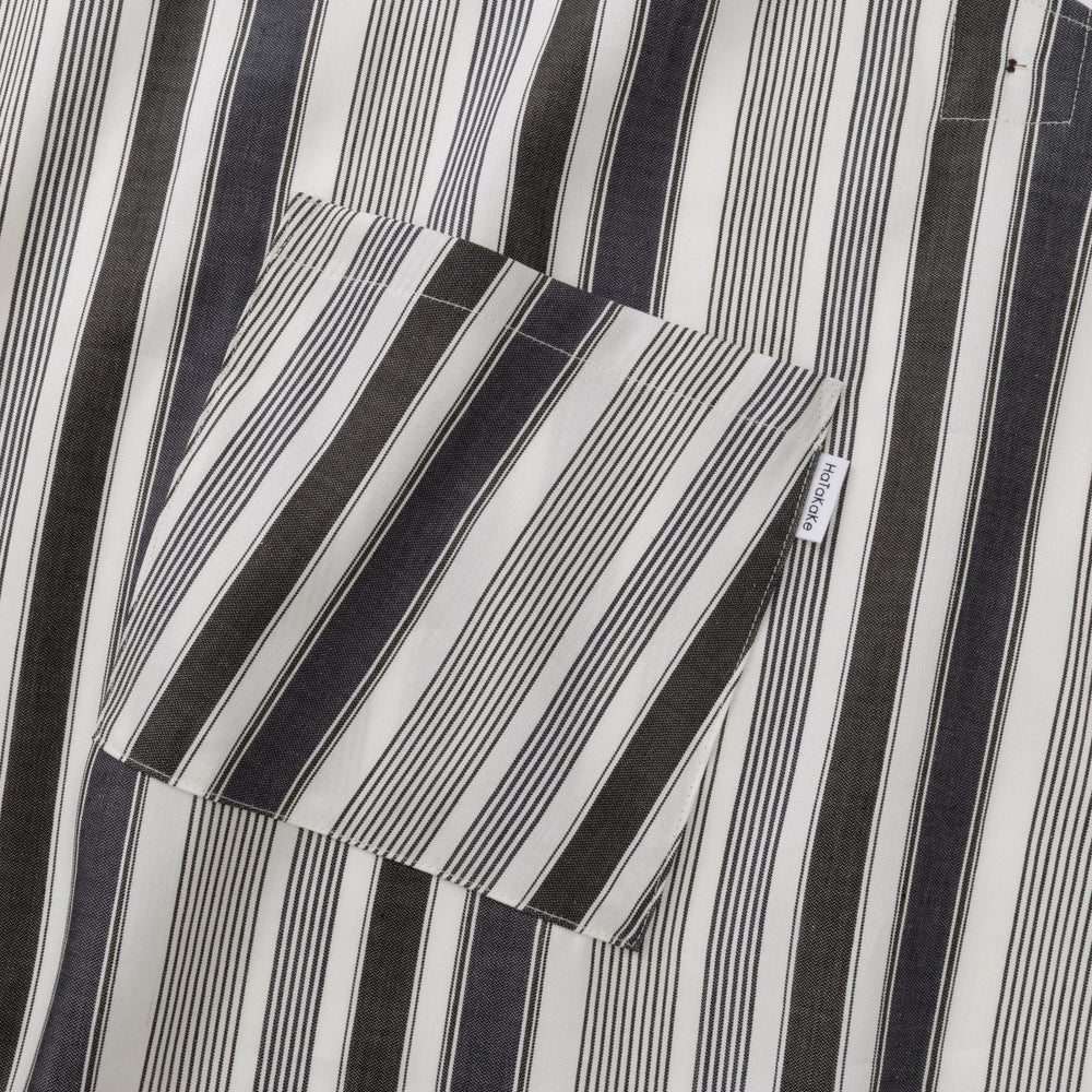 綿麻マルチストライプエプロン ブラック