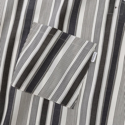 綿麻マルチストライプエプロン ブラック