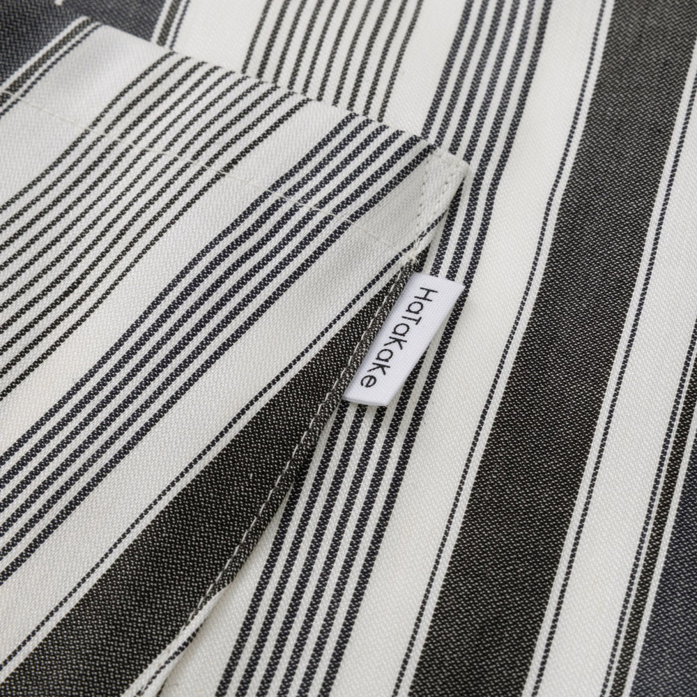 綿麻マルチストライプエプロン ブラック