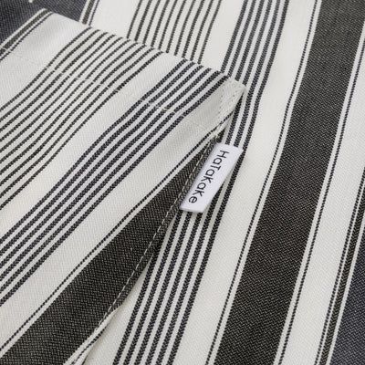 綿麻マルチストライプエプロン ブラック