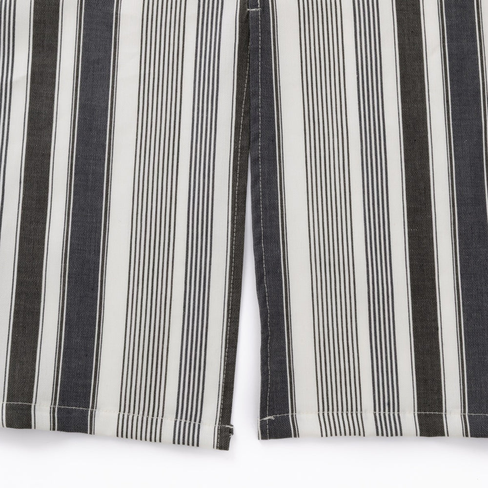 綿麻マルチストライプエプロン ブラック