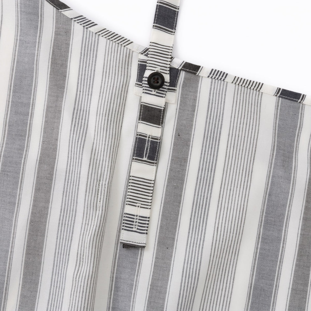 綿麻マルチストライプエプロン ブラック