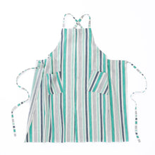 画像をギャラリービューアに読み込む, 綿麻マルチストライプエプロン グリーン
