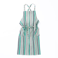 画像をギャラリービューアに読み込む, 綿麻マルチストライプエプロン グリーン
