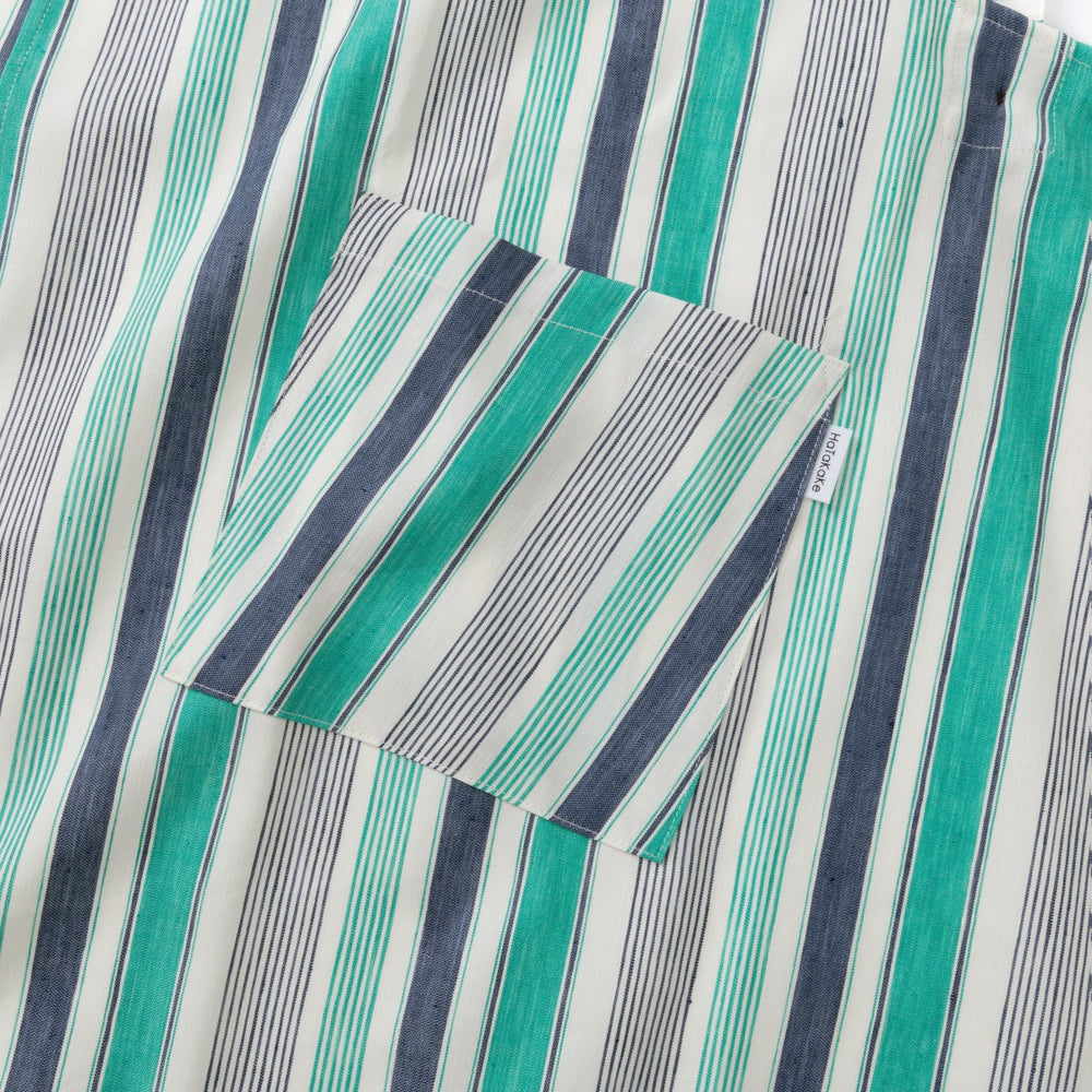綿麻マルチストライプエプロン グリーン