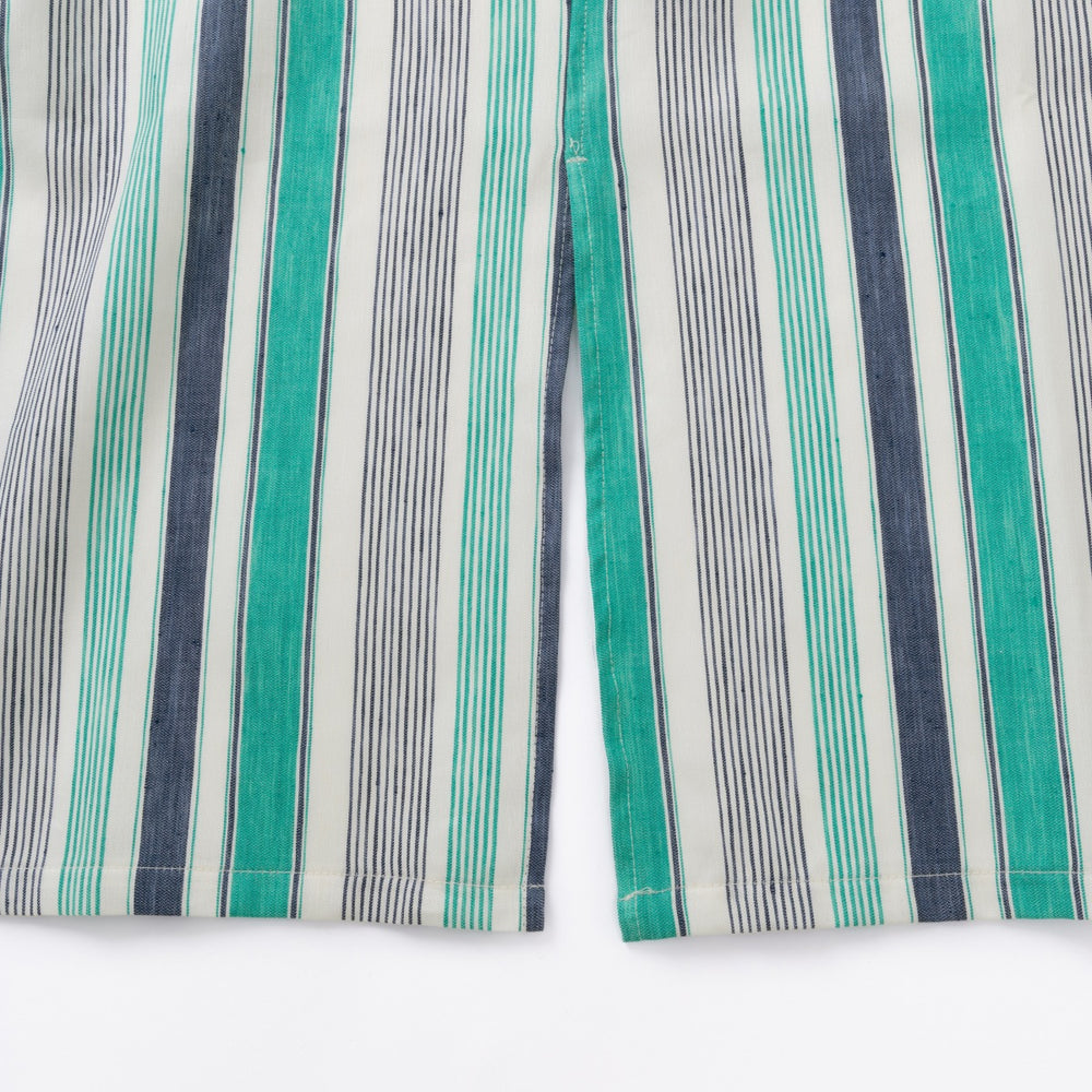 綿麻マルチストライプエプロン グリーン