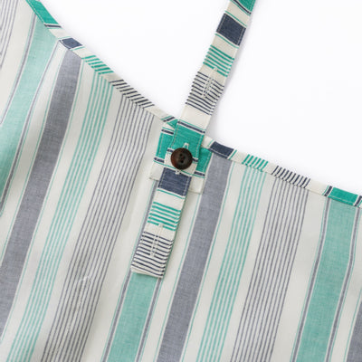 綿麻マルチストライプエプロン グリーン