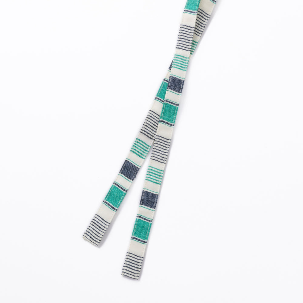 綿麻マルチストライプエプロン グリーン