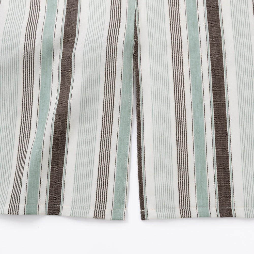 綿麻マルチストライプエプロン ウグイス